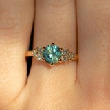 0.87ct Round Blue Montana Sapphire and Diamond Cluster Ring in 18k Yellow Gold