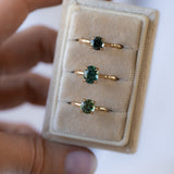 1.51ct Precision Cut Oval Teal Montana Sapphire Evergreen Carved Solitaire in 14k Yellow Gold