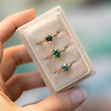 1.51ct Precision Cut Oval Teal Montana Sapphire Evergreen Carved Solitaire in 14k Yellow Gold