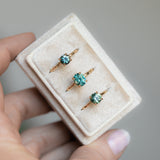 1.51ct Precision Cut Oval Teal Montana Sapphire Evergreen Carved Solitaire in 14k Yellow Gold