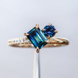 1.05ct Baguette Sapphire and 0.30ct Round Sapphire Ring in 14k Yellow Gold