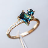 1.05ct Baguette Sapphire and 0.30ct Round Sapphire Ring in 14k Yellow Gold