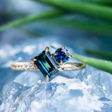 1.05ct Baguette Sapphire and 0.30ct Round Sapphire Ring in 14k Yellow Gold