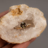 2.02ct Multicolor Earthy Madagascar Sapphire 4 Prong Evergreen Solitaire with Scattered Embedded Diamonds in 14k Yellow Gold