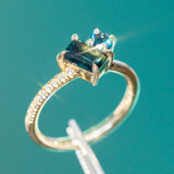 1.05ct Baguette Sapphire and 0.30ct Round Sapphire Ring in 14k Yellow Gold