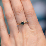 0.80ct Color-Shifting Untreated Tanzanian Sapphire Evergreen Carved Solitaire in 14k Yellow Gold