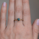 0.80ct Color-Shifting Untreated Tanzanian Sapphire Evergreen Carved Solitaire in 14k Yellow Gold