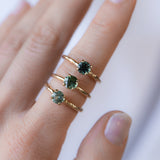 0.80ct Color-Shifting Untreated Tanzanian Sapphire Evergreen Carved Solitaire in 14k Yellow Gold