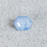 1.22CT HEXAGONAL SAPPHIRE, "OPALESCENT" BLUE, 7.39X5.23X3.93MM