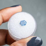 1.22CT HEXAGONAL SAPPHIRE, "OPALESCENT" BLUE, 7.39X5.23X3.93MM