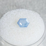 1.22CT HEXAGONAL SAPPHIRE, "OPALESCENT" BLUE, 7.39X5.23X3.93MM