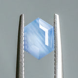 1.22CT HEXAGONAL SAPPHIRE, "OPALESCENT" BLUE, 7.39X5.23X3.93MM