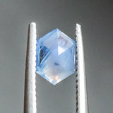 1.22CT HEXAGONAL SAPPHIRE, "OPALESCENT" BLUE, 7.39X5.23X3.93MM