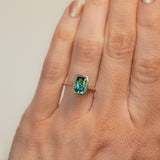 1.84ct Radiant Scissor Cut Green Tourmaline Contemporary Bezel Set Ring in 14k Green Gold