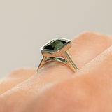 1.84ct Radiant Scissor Cut Green Tourmaline Contemporary Bezel Set Ring in 14k Green Gold
