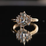 2.21ct Pastel Pear Sapphire and Diamond Asymmetrical Cluster Ring in 14k Yellow Gold