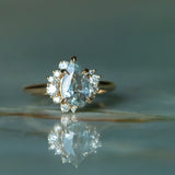 2.21ct Pastel Pear Sapphire and Diamond Asymmetrical Cluster Ring in 14k Yellow Gold