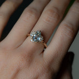 2.21ct Pastel Pear Sapphire and Diamond Asymmetrical Cluster Ring in 14k Yellow Gold