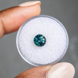 2.05CT ROUND MADAGASCAR SAPPHIRE, COLOR SHIFTING TEAL BLUE AND FOREST GREEN, 7.16X4.95MM