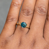 2.05CT ROUND MADAGASCAR SAPPHIRE, COLOR SHIFTING TEAL BLUE AND FOREST GREEN, 7.16X4.95MM