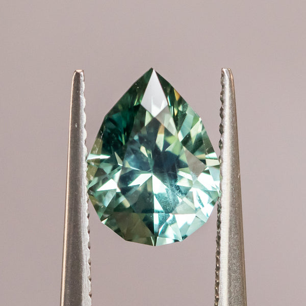 2.33CT PEAR MONTANA SAPPHIRE, TEAL GREEN, 9.55X7.13MM, UNTREATED