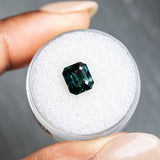 2.39CT RADIANT CUT MADAGASCAR SAPPHIRE, DEEP TEAL, 7.80X6.75X4.78MM