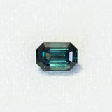 2.20CT EMERALD CUT TANZANIAN SAPPHIRE, DEEP TEAL BLUE GREEN, 7.9X5.5MM, UNHEATED