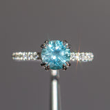 Double Claw Prong Solitaire with French Set Diamond Band, Stackable - Setting