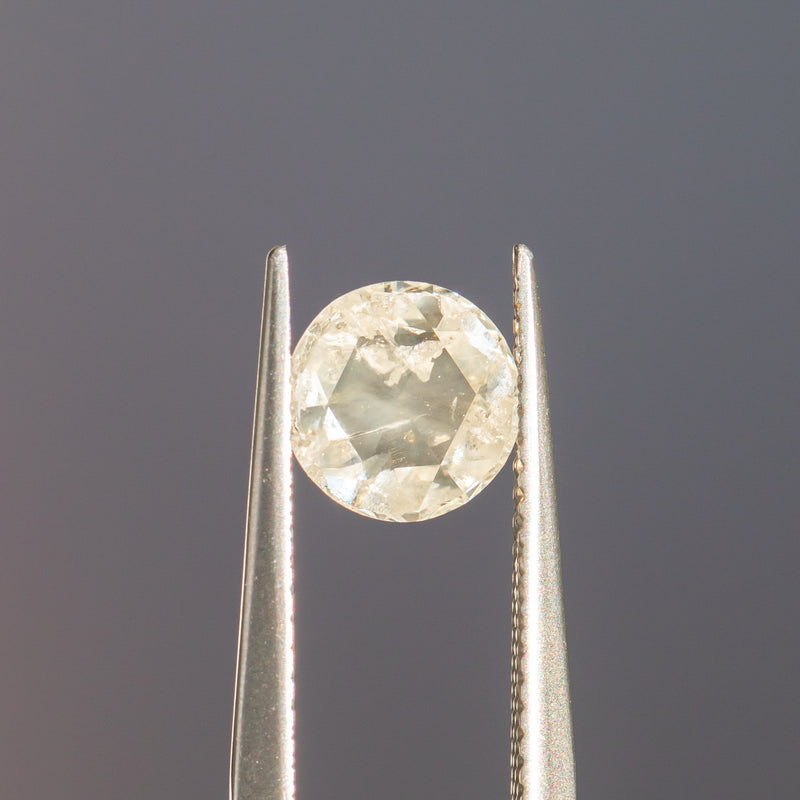 1.15CT ROSECUT SALT AND PEPPER DIAMOND, WHITE GLOW WITH INCLUSIONS, 7.25X7.22X2.60MM