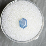 1.22CT HEXAGONAL SAPPHIRE, "OPALESCENT" BLUE, 7.39X5.23X3.93MM