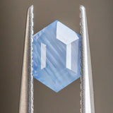 1.22CT HEXAGONAL SAPPHIRE, "OPALESCENT" BLUE, 7.39X5.23X3.93MM