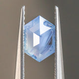 1.22CT HEXAGONAL SAPPHIRE, "OPALESCENT" BLUE, 7.39X5.23X3.93MM