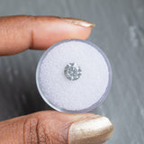 1.51CT ROUND BRILLIANT SALT AND PEPPER DIAMOND, WHITE SILVERY GLOW, 6.98X4.58MM