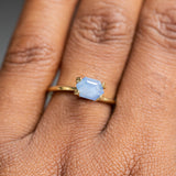 1.22CT HEXAGONAL SAPPHIRE, "OPALESCENT" BLUE, 7.39X5.23X3.93MM