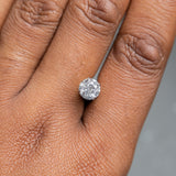 1.19CT ROUND BRILLIANT SALT AND PEPPER DIAMOND, LIGHT GLOWY GREY , 6.55X4.26MM