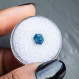 1.47CT ELONGATED HEXAGON SAPPHIRE, DEEP SILKY BLUE, 7.00X5.20X4.82MM, UNTREATED