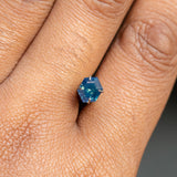 1.47CT ELONGATED HEXAGON SAPPHIRE, DEEP SILKY BLUE, 7.00X5.20X4.82MM, UNTREATED