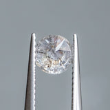 0.98CT ROUND BRILLIANT SALT AND PEPPER DIAMOND, WHITE AND LIGHT GREY WITH SPECKLES, 5.95X4.05MM