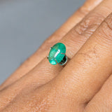1.70CT OVAL CABOCHON ZAMBIAN EMERALD, NEON GREEN, 9.04X6.98X3.80MM