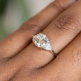 1.56ct Round Salt + Pepper Diamond and Diamond Trillion Low Profile Three Stone Ring in Platinum