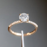 4 Prong Solitaire with Pavé Set Diamonds, Stackable - Setting