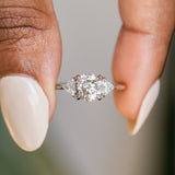 1.56ct Round Salt + Pepper Diamond and Diamond Trillion Low Profile Three Stone Ring in Platinum