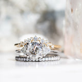 1.56ct Round Salt + Pepper Diamond and Diamond Trillion Low Profile Three Stone Ring in Platinum