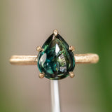 4.25ct Pear Cabochon Sapphire Low Profile Solitaire Ring in Satin 14K Yellow Gold