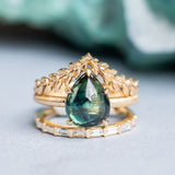 4.25ct Pear Cabochon Sapphire Low Profile Solitaire Ring in Satin 14K Yellow Gold