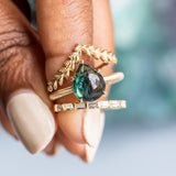 4.25ct Pear Cabochon Sapphire Low Profile Solitaire Ring in Satin 14K Yellow Gold