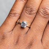 1.68ct Cushion Spinel Low Profile Two-Toned Solitaire Ring in 18K Yellow Gold + Platinum