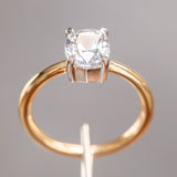 1.68ct Cushion Spinel Low Profile Two-Toned Solitaire Ring in 18K Yellow Gold + Platinum