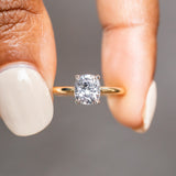 1.68ct Cushion Spinel Low Profile Two-Toned Solitaire Ring in 18K Yellow Gold + Platinum