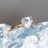 1.68ct Cushion Spinel Low Profile Two-Toned Solitaire Ring in 18K Yellow Gold + Platinum